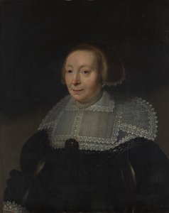 Porträtt av en kvinna med spetskrage, ca. 1632-35.