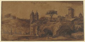 Utsikt över SS Trinità dei Monti i Rom av Michiel van Overbeek