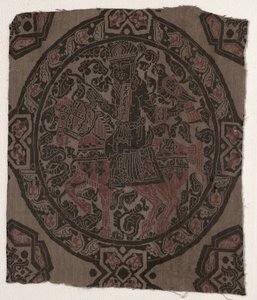 Fragment med Equestrian Falconer King, Iran eller Irak, Abbasid-perioden av Middle Eastern