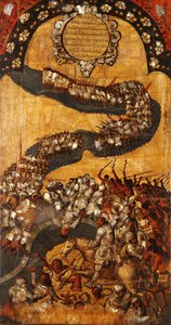 Erövringen av Mexiko, panel XVIII, ca 1696-1715 (måla på trä)