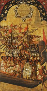 Erövringen av Mexiko, panel XXIII, ca 1696-1715 (måla på trä)