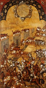 The Conquest of Mexico, Panel XX, c.1696-1715 (måla på trä)