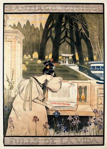 Affischpresentation av "Livets sidor", serie litografier som illustrerar dikter i prosa av Santiago Rusinol y (i) Prats (1861-1931) av Miguel Utrillo