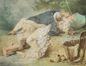 Älskare i en park, 1865 av Mihaly von Zichy