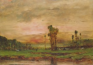 Kvällslandskap med boskapshjordar vid Jouy-en-Josas, 1881