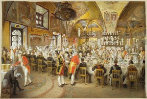 Ceremoniell middag i Fasetternas palats i Kreml i Moskva, 1883-1895. av Mihály Zichy
