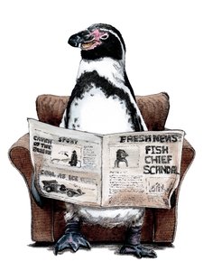 Pensionering Penguin on White, 2020 av Mike Davis