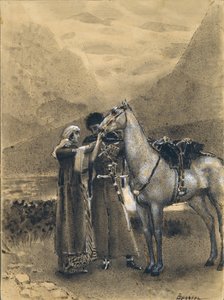 Farväl av Zara med Ismail. Illustration till dikten Ismail Bey av Mikhail Lermontov, 1890-1891 av Mikhail Aleksandrovich Vrubel