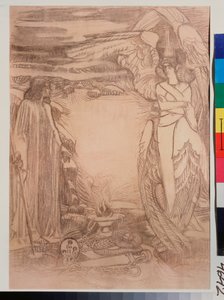 Illustration pour le poeme Prophete de Alexandre Pouchkine (1799-1837) (illustration till dikten Prophet av A Pushkin) - Teckning av Mikhail Alexandrovich Vrubel (Vrubel) (1856-1910), sangvinsk på papper av Mikhail Aleksandrovich Vrubel