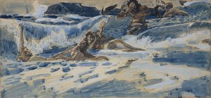Spelar najader och tritoner, 1896-1898 av Mikhail Aleksandrovich Vrubel