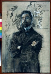 Porträtt av poeten Valeri Iakovlevitch Brioussov (1873-1924) - Oeuvre de Mikhail Alexandrovich Vrubel (Vroubel) (1856-1910) av Mikhail Aleksandrovich Vrubel