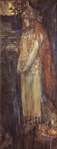 Sångerskan Nadezhda Zabela-Vrubel som Volkhov Princesses un te opera Sadkoby N. Rimsky-Korsakov, 1898 av Mikhail Aleksandrovich Vrubel