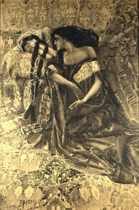 Tamara och Demon. Illustration till dikten Demonen av Mikhail Lermontov, 1890-1891