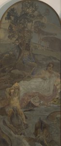 Venus, Amor och Paris, mittpanel i Triptyken The Judgment of Paris av Mikhail Aleksandrovich Vrubel