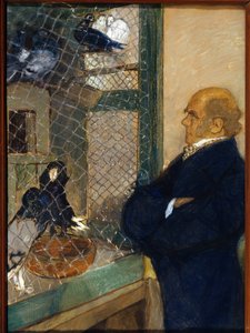 Charles Darwin (1809-1882) i duvslaget i Downe (England) (C. Darwin i duvslaget i Downe). Verk av Mikhail Dmitrievich Ezuchevsky (1880-1928), pastell på kartong