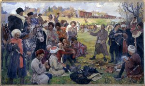 De bolsjevikiska agitatorerna i general Kornilovs vilda uppdelning nära Gatchina i augusti 1917 av Mikhail Ivanovich Avilov