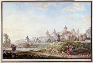 Utsikt över fästningen Tighina vid Bendery i Moldavien - Akvarell på papper av Mikhail Matveevich Ivanov (1758-1823)