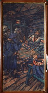 Storhertigen Vladimir I Svyatoslavichs bröllop (känd som den stora eller röda solen, 958-1015) (The bröllop av storhertigen Vladimir I Svyatoslavich) Vladimir alite är omgiven av tre gamla män - Målning av Mikhail Nikolayevich Yakovlev (1880- 1942), olja av Mikhail Nikolayevich Yakovlev