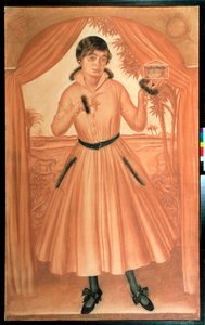 Porträtt av konstnärens hustru - Verk av Alexander Yevgenyevich Yakovlev (1887-1938), svart krita och sangvin på papper, cirka 1917, rysk konst från 1900-talet, modernism - Ryska statens museum, Sankt Petersburg