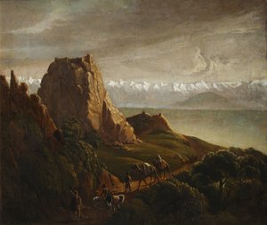 Kaukasiskt landskap med kameler, 1837-1838