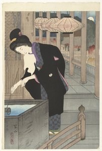 Besöker Kiyomizu-templet Kiyomizu-mode (titel på objekt) Den första serien av ett nytt urval av kända ansikten från Kyoto. (serietitel) av Miki Suizan