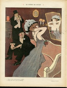 Illustration av Miklos Vadasz (1884-1927) i Le Rire, 07/03/08 - Hyreskontraktet - Prostitution, intern arkitektur