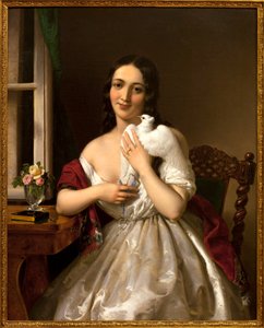 Resande duva. Målning av Miklos Barabas (1810-1898), olja på duk