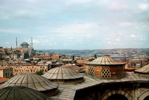 Ottomansk arkitektur: utsikt över staden med Suleymaniye-moskén (1550-1557)