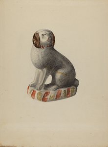Pa. Tysk hundfigur, ca. 1937. av Mina Lowry