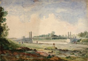 Hängbro över Arno, nära Cascine, Forence av Miner Kilbourne Kellogg