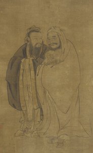 Konfucius och Buddha vaggar en Qilin