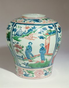 Swatow polykrom oviform burk, sent 1500-tal (keramik)