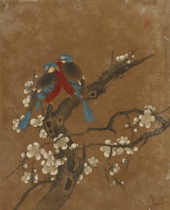 Tio bilder på fåglar och blommor (färg på siden)