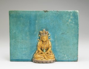 Kakel med figur av Buddha Amitabha (keramik)