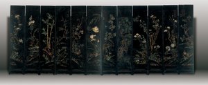 Tolv-panel coromandel skärm, Weiping av Ming Dynasty Chinese School