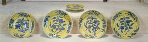 Gula markskålar målade i underglasyrblått, Ming Dynasty (keramik)