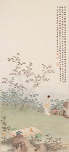 Tittar på en Lotus Pond (bläck och färg på papper) av Ming Yu