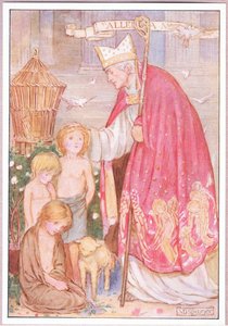 "Vinklar kallar ni dem", sa han. "Nej änglar snarare". St Augustine (färg litho) av Minnie Didbin Spooner