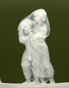 Detalj från ett par vaser, "Les alteres y les frileux", 1879 av Mintons Ltd