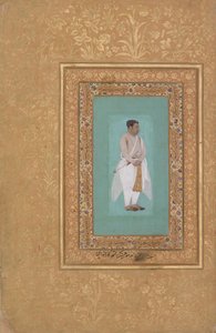 recto: Porträtt av Raja Suraj Singh Rathor, verso: Page of Calligraphy..., recto: sent 1500-tal av Mir 