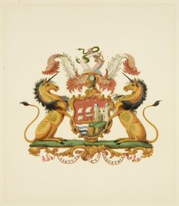 Arms of the City of Bristol, ca 1830 (penna och akvarellpapper) av Miss (attr.to) Braikenridge