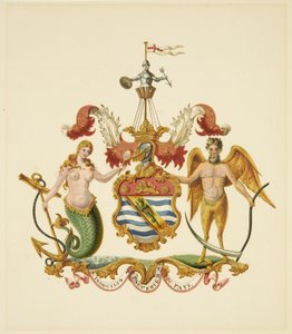 Arms of the Society of Merchant Venturers, c.1830 (penna och akvarell på papper) av Miss (attr.to) Braikenridge