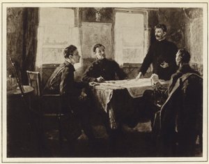 Joseph Stalin i högkvartersvagnen i Tsaritsyn, ryska inbördeskriget