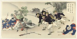 I Chinchon-regionen utvisar fem militäringenjörer mer än hundra kinesiska soldater Chinsen chihô ni gomei no Nihon kôhei Shinhei hyakuyonin kitai
