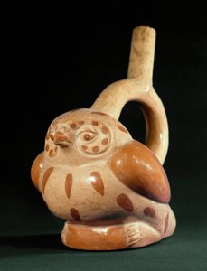 Pre-colombiansk konst, Mochica-kultur (Ugly): terrakottavas i form av en uggla. 100 f.Kr.-800 e.Kr. Lima, Nationalmuseet för antropologi och arkeologi, Peru