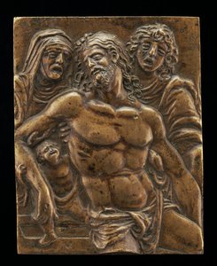Kristus i graven, stödd av Jungfrun, Johannes och en ängel, 15081513. av Moderno