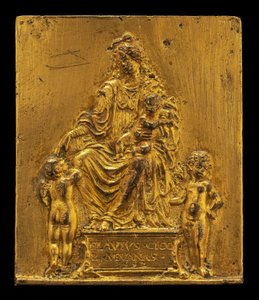 Madonna och barn tronade med två änglar, 1552. av Moderno