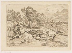 Landskap med tre herdar som vilar med en flock Landskap efter Titian (serietitel)