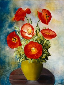 Vallmo i en vas; Coquelicots dans un Vase av Moise Kisling