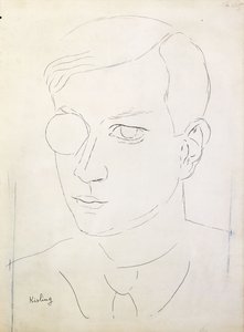 Porträtt av Tristan Tzara; Porträtt av Tristan Tzara av Moise Kisling